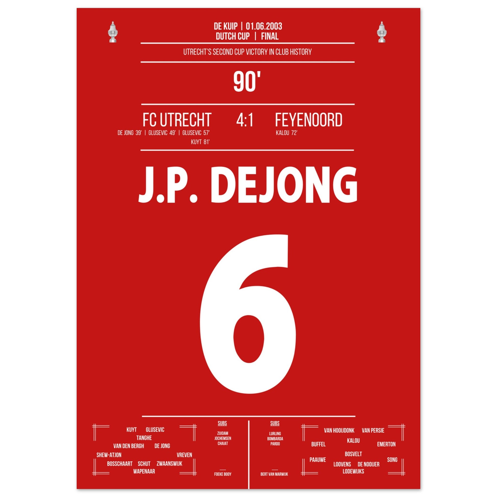 Utrecht gewinnt den zweiten Pokal der Vereinsgeschichte in 2003 50x70-cm-20x28-Ohne-Rahmen