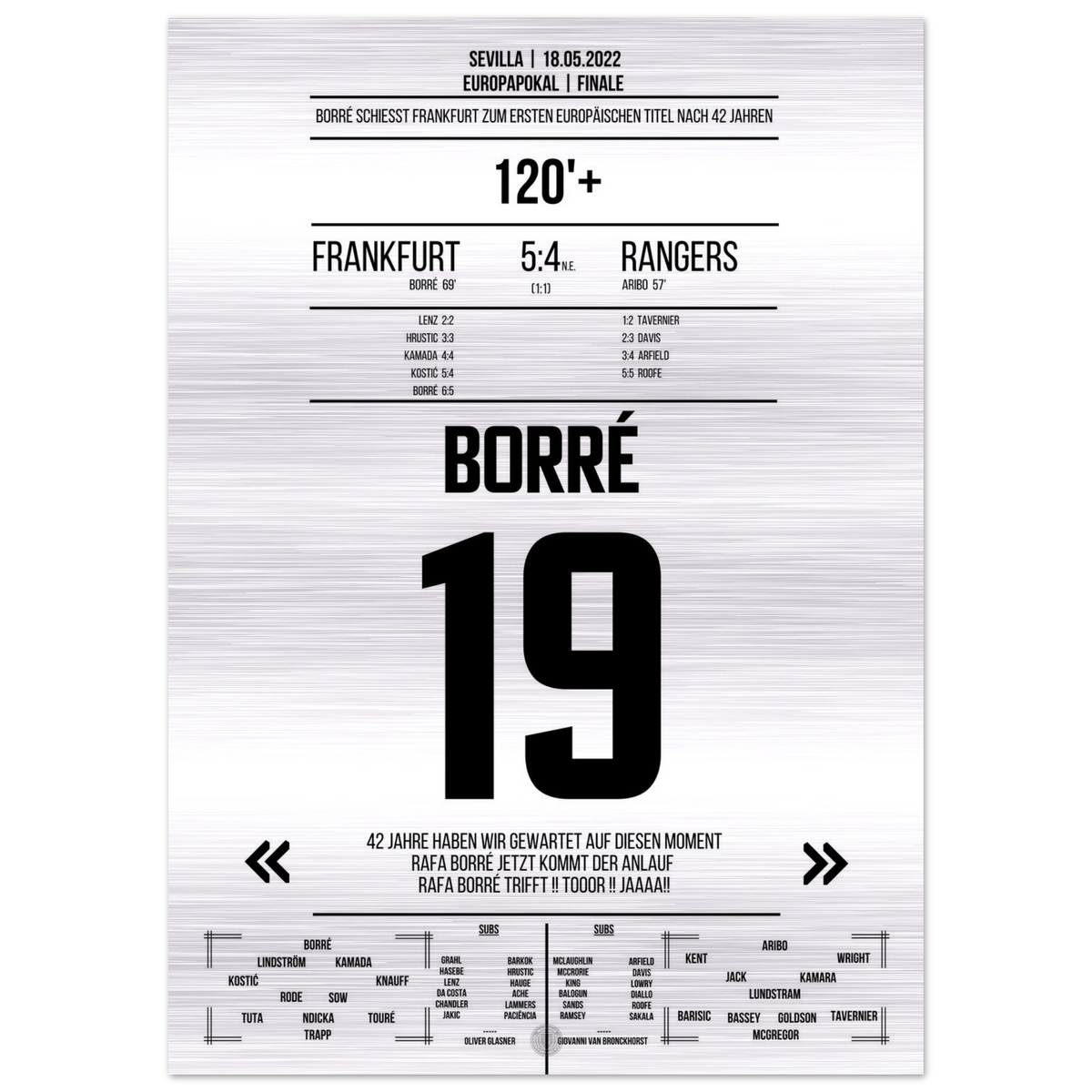 (Metal Print) Matchwinner Borré beim Europapokal Triumph 2022