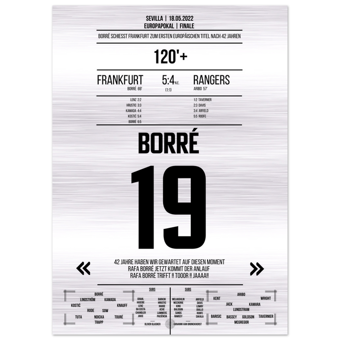 Matchwinner Borré beim Europapokal Triumph 2022 – Metal Edition