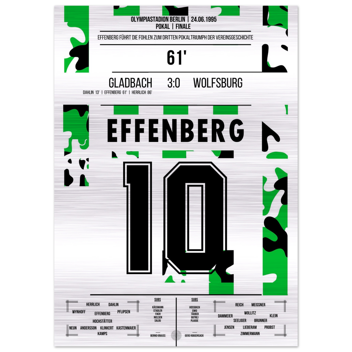 (Metal Print) Effenberg zum 2:0 bei Pokalsieg gegen Wolfsburg 1995