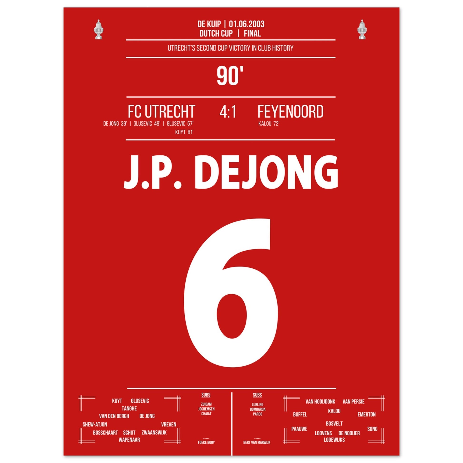 Utrecht gewinnt den zweiten Pokal der Vereinsgeschichte in 2003 45x60-cm-18x24-Ohne-Rahmen