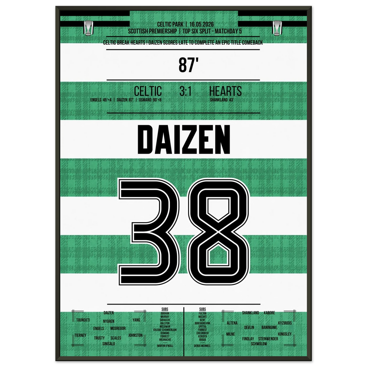 Hearts-Break im Celtic Park - Daizen Maeda schießt Celtic zur Last-Minute Meisterschaft