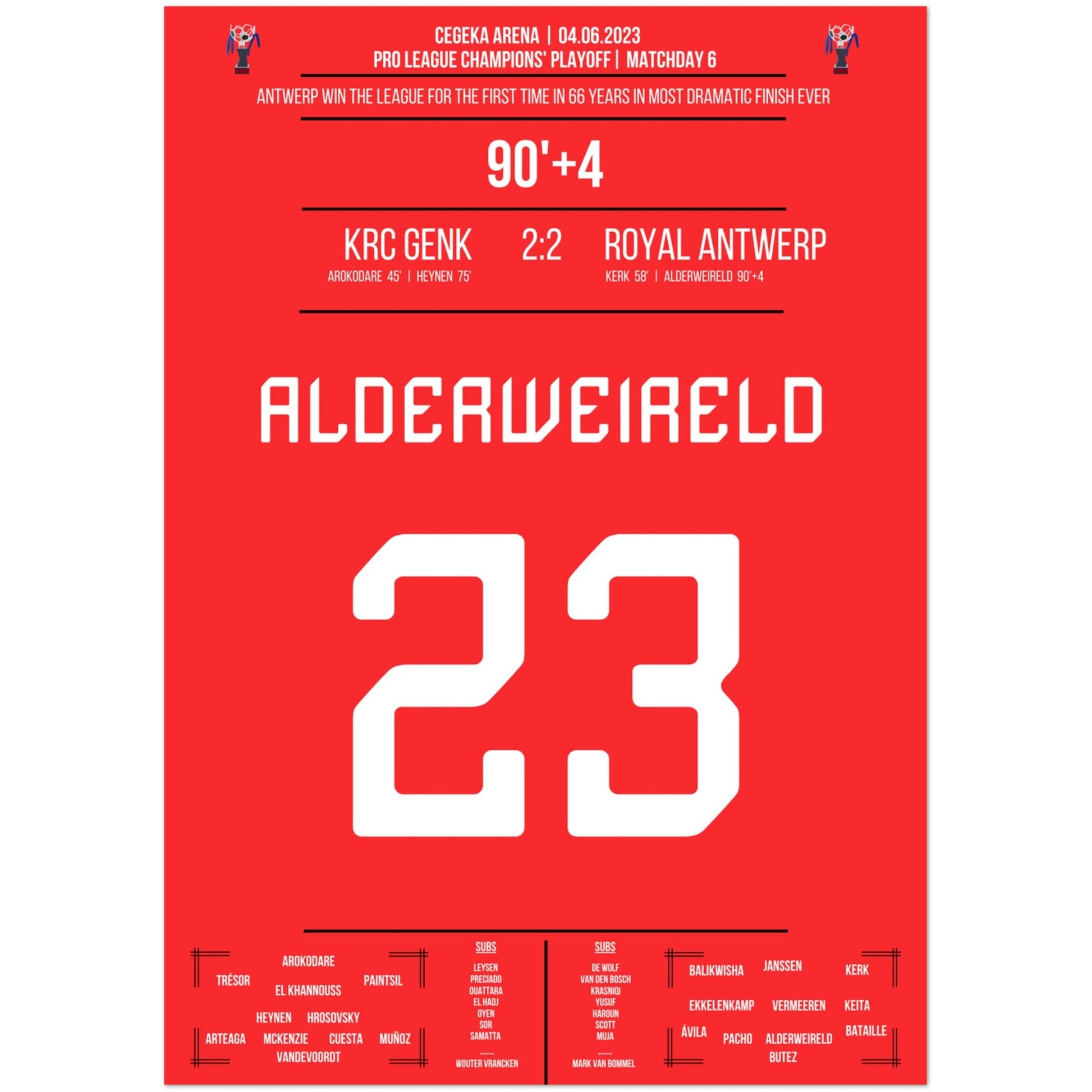 Antwerpen's erste Meisterschaft nach 66 Jahren im verrückten Saison-Finish 2023 A4-21x29.7-cm-8x12-Premium-Semi-Glossy-Paper-Poste