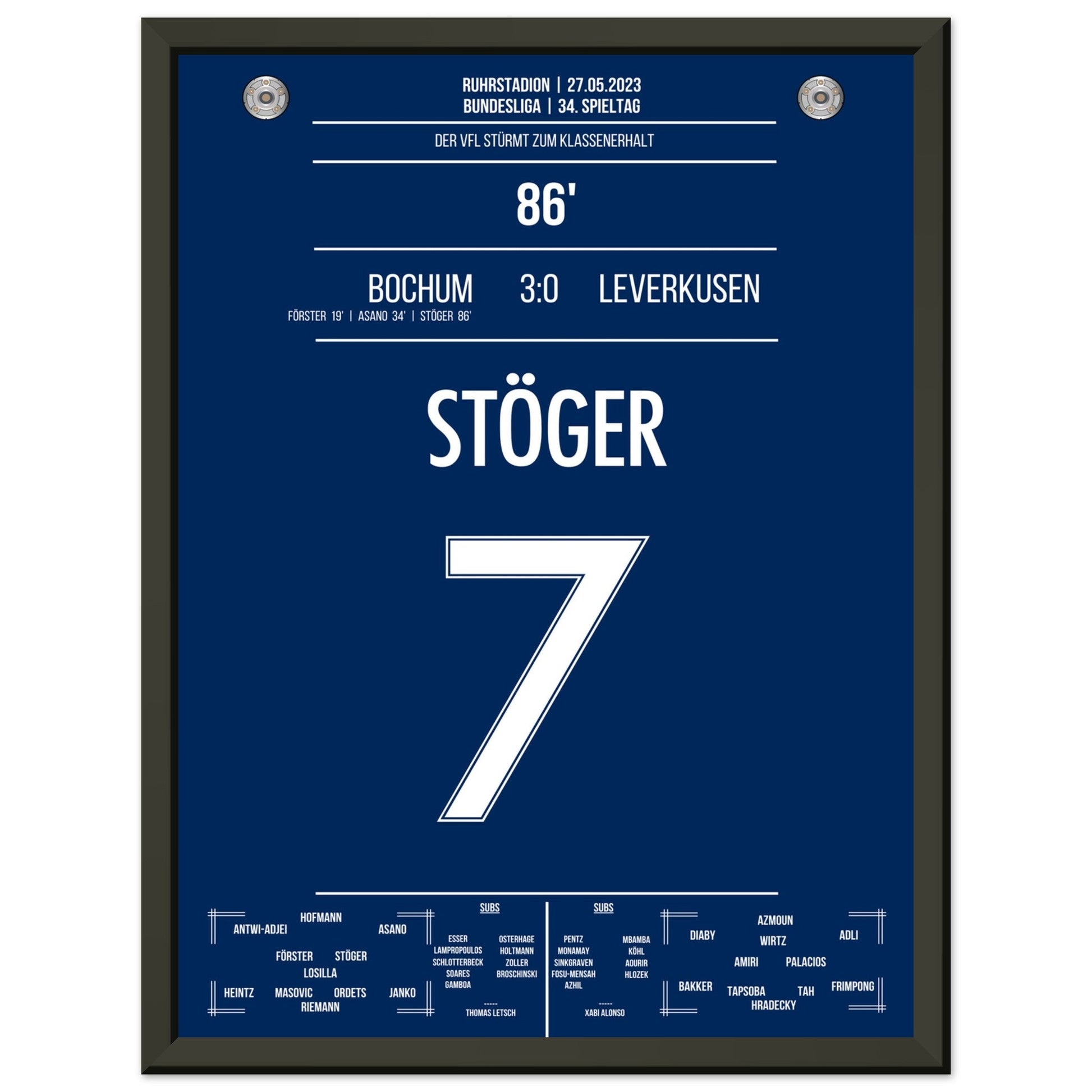 Bochum's Sturm zum Klassenerhalt 2023 30x40-cm-12x16-Schwarzer-Aluminiumrahmen