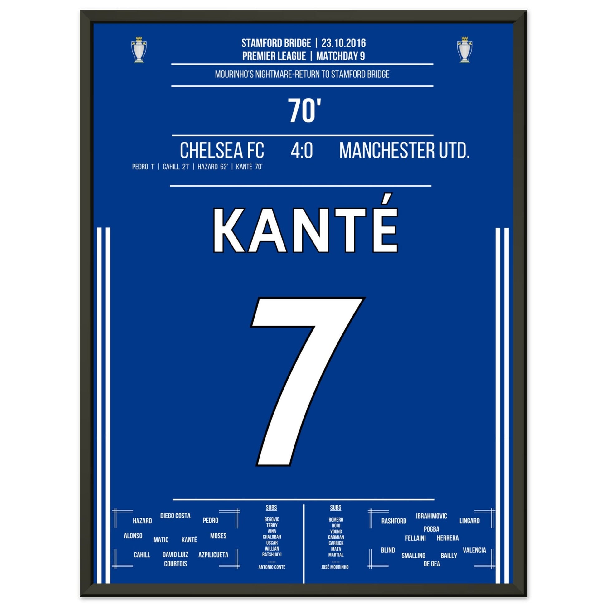 Kanté's Solo-Tor bei Mourinho's Albtraum-Rückkehr an die Stamford Bridge 45x60-cm-18x24-Schwarzer-Aluminiumrahmen