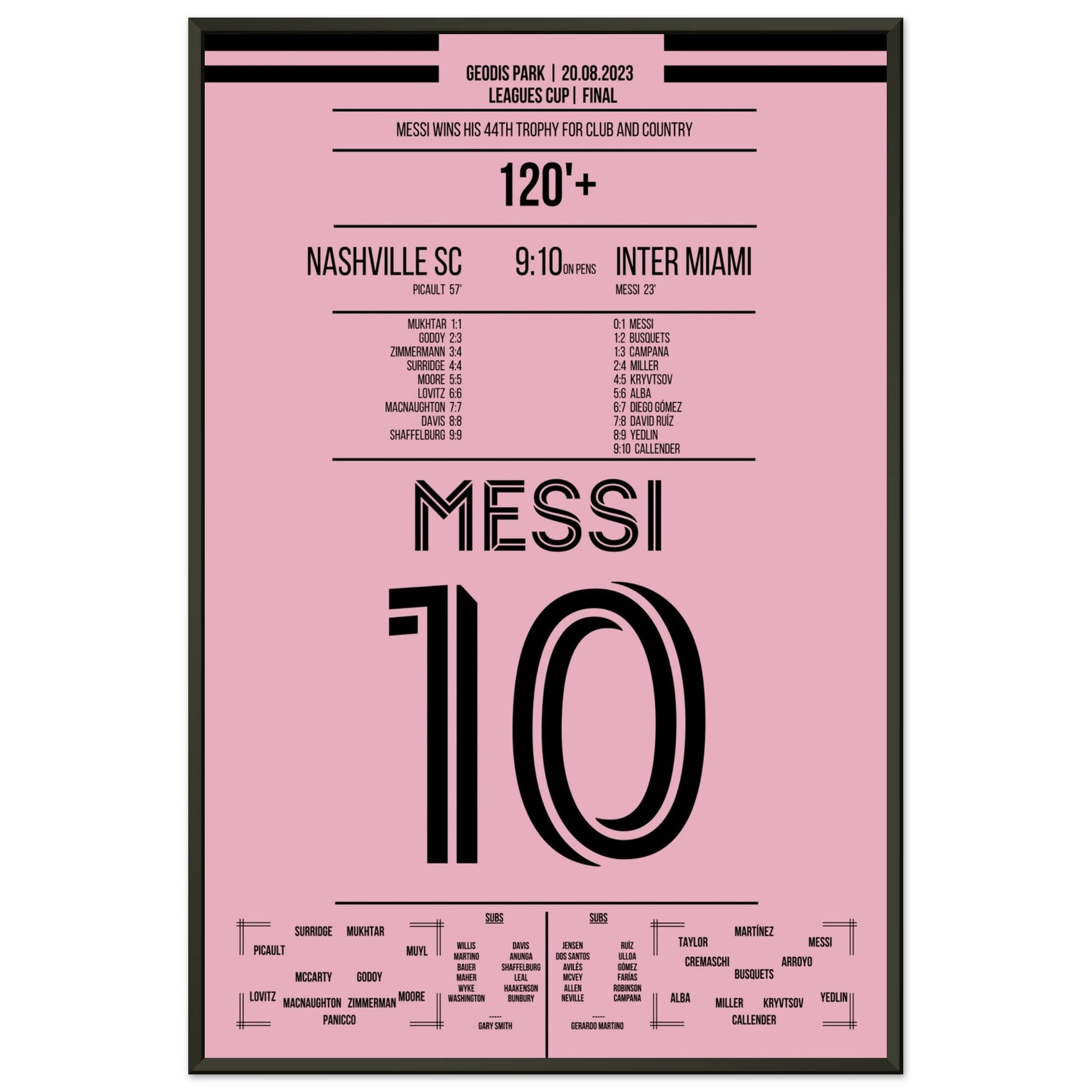 Messi gewinnt den 44. Titel seiner Karriere 60x90-cm-24x36-Schwarzer-Aluminiumrahmen